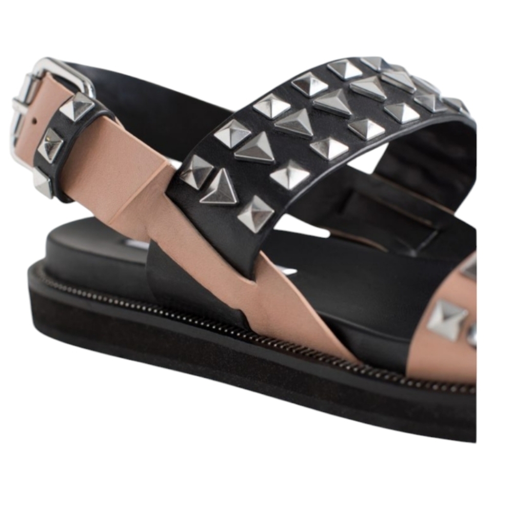 & Other Stories Black Tan Studded Sandals -Size 38 - US 7 Like New - Picture 3 of 7